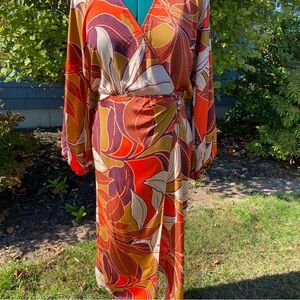Anthropologie Orange Floral Dress